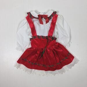 Vintage Winnie the Pooh Dress Girls Size 2T Red Velour Christmas Pinny